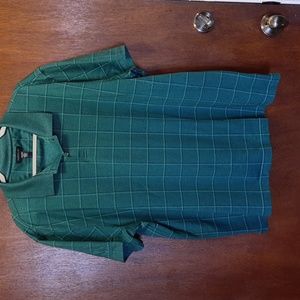 Van Heusen - Size XXL Green Window Pane Patterned Polo Short Sleeved Shirt